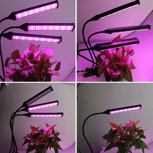 Flexible LED Grow Light Desktop Clip Phyto Lamps for Indoor Plants-3 Heads