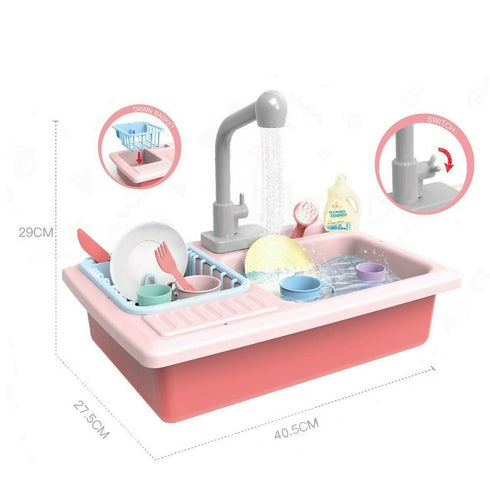 Kids Play Kitchen Sink with Running Water