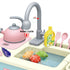 Toddler Kitchen Pretend Dishwashing Sink Set with Dishes Toy - Pink