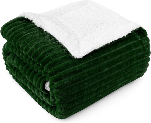 Striped Pattern Sherpa Fleece Throw