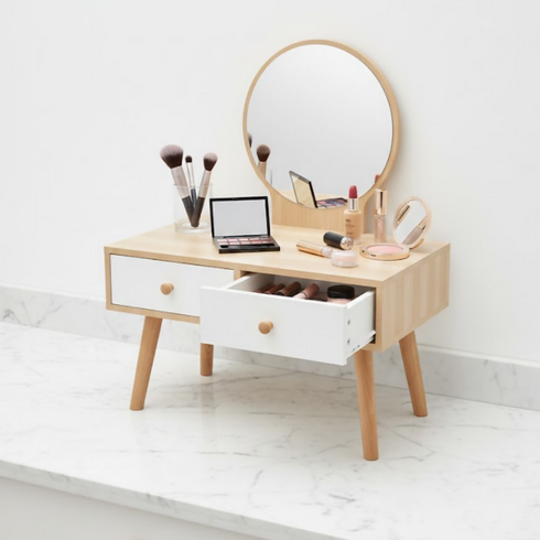 Tabletop Mirror with Drawer Storage Small Dressing Organizer-7019