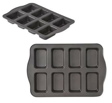 Set of 2 Non-Stick Loaf-Pan Mini 8-Cup