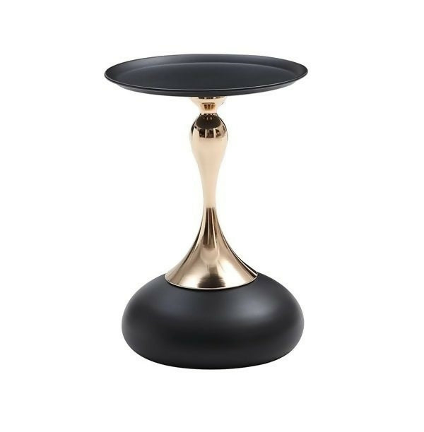 Small Black Round Side Table Pedestal