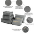 Oxford Cloth Packing Cube Organizer Travel Laundry Pouch - Set of 6 - Grey