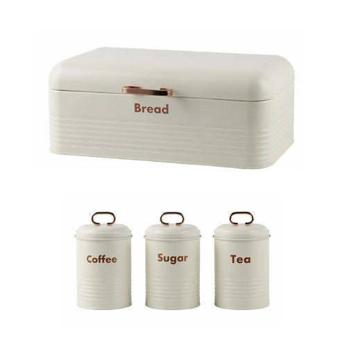 Portable Stainless Steel Bread Bin And Canister Set - Red