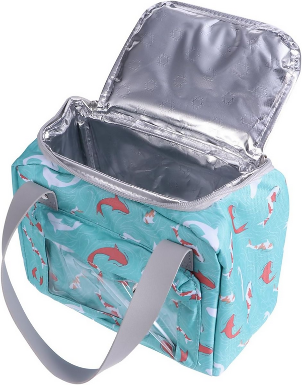 Insulated Thermal Breakfast Lunch Bag - Red & White Fish