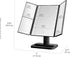 Elements Tri Fold LED Vanity Mirror, 3 Magnifications and Dimmable LED Lights, Black
