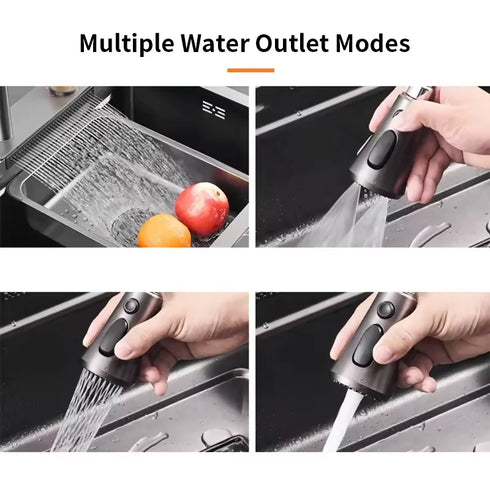 Modern Single-slot 304 Stainless Steel Waterfall Faucets Multifunction Smart Kitchen Sink