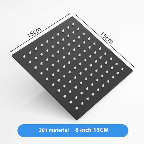 Black square shower top spray 6 inches