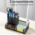 Mesh Pen Pencil 3 Compartment Multipurpose Storage Organizer Desk Stand