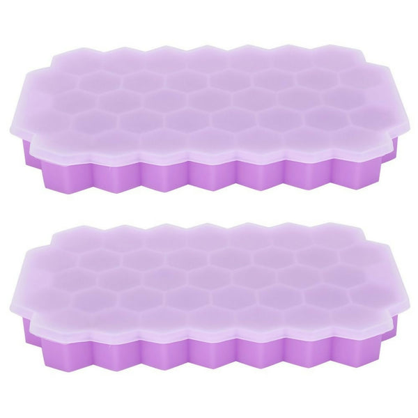2 Pieces Food Grade Silicone Ice Tray 37 Grid - Purple