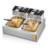 Ackiliss 2500w+2500w Kitchen Mini Chip Fry Food Corn Dog Fries Turkey Double Electric Deep Fryer With Reinforced Frying Basket