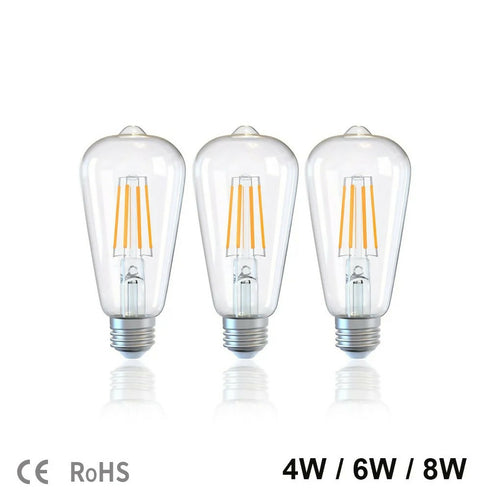 E27 LED Filament Bulb ST64 4W PACK OF 2