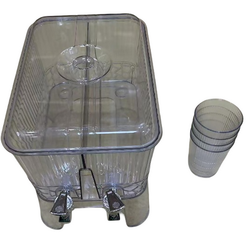 5.5L Plastic Transparent Juice Beer Barrel for High-end Restaurants with Four Cups in Stock-DOUBLE