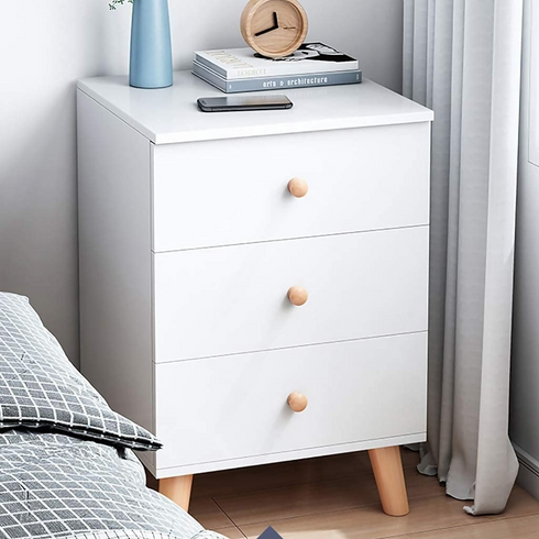 Nightstand Locker Bed Side Table Side Tables Sofa End Table with 3 Storage Drawers