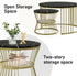 Round Coffee Tables, Removable Set of 2 End Table, Nesting Tables with Gold Metal Frame Legs and Marble Pattern Top