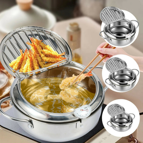 Stainless Steel Deep Fryer Pot with Thermometer