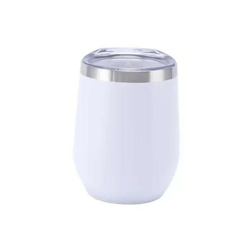 Egg Shaped Coffee Beer Wine Tumbler with Lid - white