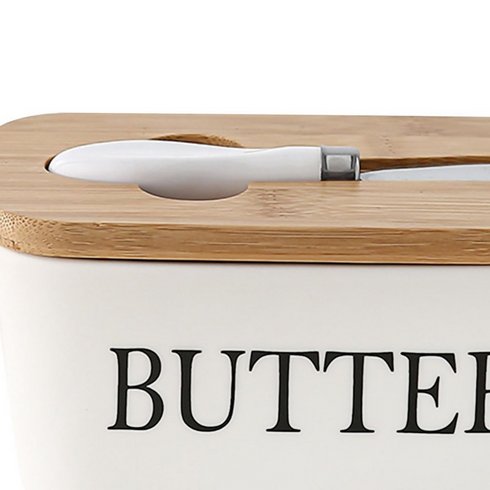 Ceramic butter case with knife