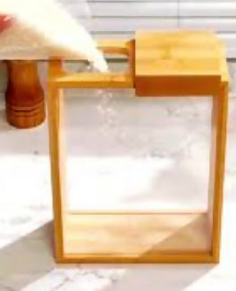Wooden Cereal Storage Box, Clear Food Storage Box with Lid