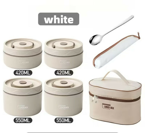 4 Piece Lunch Box Set Includes Bag with the Spoon and Fork