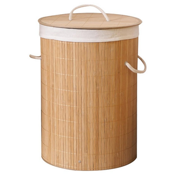 Decor Natural Bamboo Round Laundry Clothes Basket