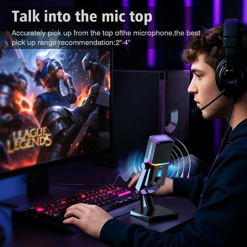 High-Sensitivity Multimedia RGB Dynamic Gaming Desktop Podcast Microphone