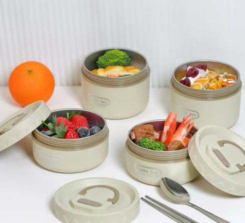 4 Piece Lunch Box Set Includes Bag with the Spoon and Fork