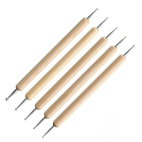 5 Piece Wooden Nail Clay Sculpting Tools