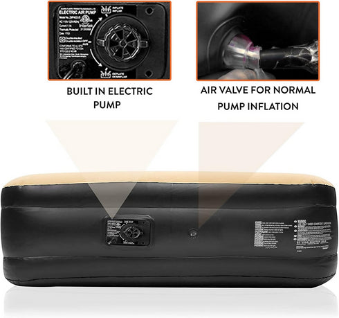 High Raised Airbed, Inflatable Single Air Mattress with Built-In Electric Pump