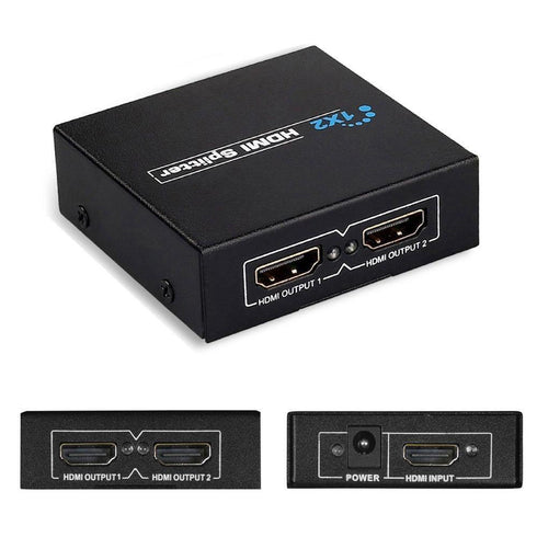 1 to 2 HDMI Splitter Adapter Converter for HDTV, 3D, TV, PC Computer Laptop