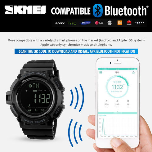 SKMEI 1245 Waterproof Alarm Bluetooth Sports Watch