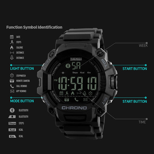SKMEI 1249 Waterproof Alarm Bluetooth Sports Watch