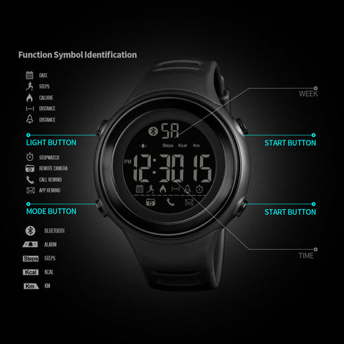 Skmei 1396 Waterproof Alarm Bluetooth Sports Watch