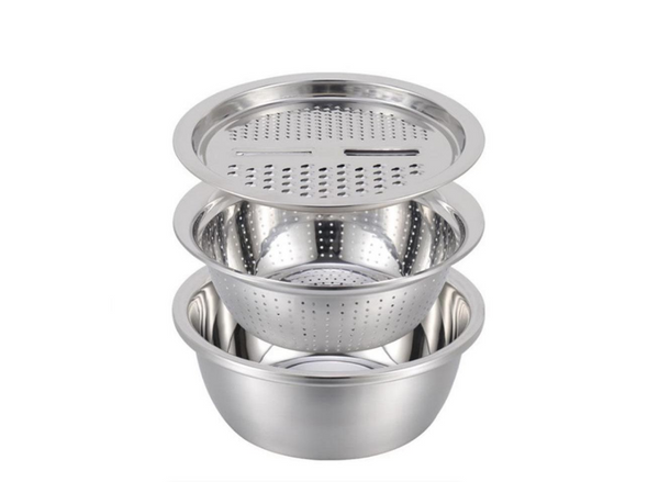 3 Pieces Stainless Steel Multifunction Grater Strainer - 28 Cm