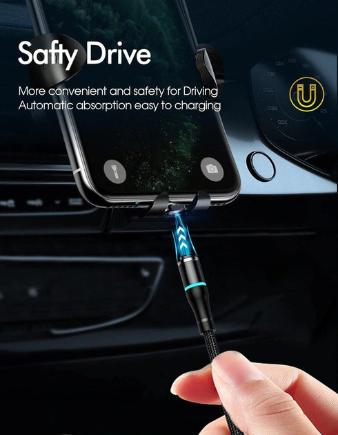 3 in 1 magnetic Charging Cable With Ios/ Micro/ Type-c pin