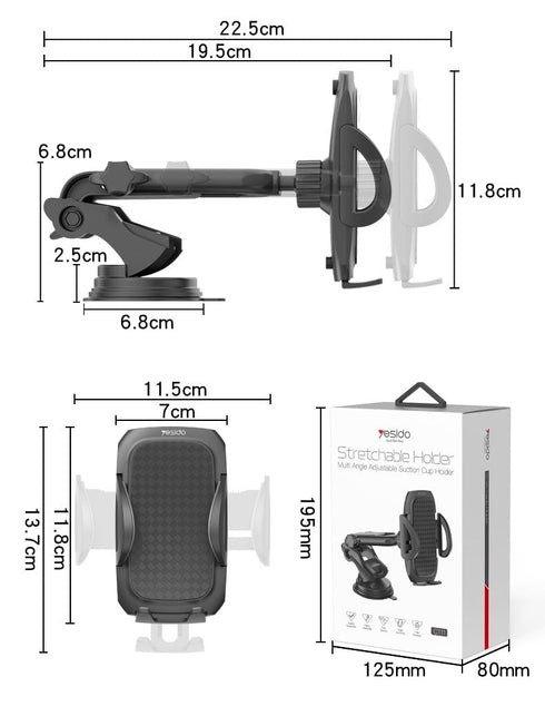 360° Rotation Free Stretch Mobile Phone Car Holder