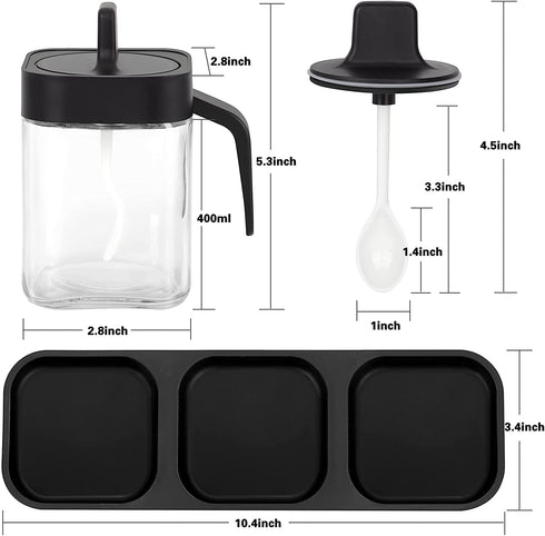 3PCs Glass Spice Jar Set With Spoons & Lids