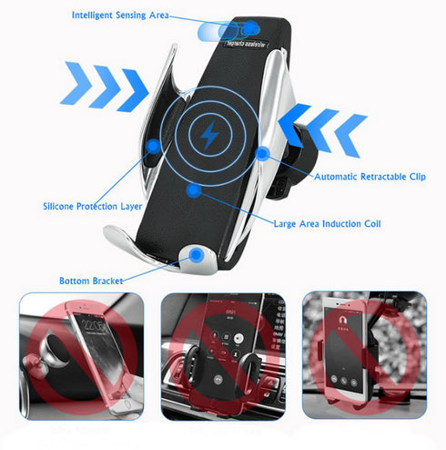 Andowl Q-A251 Smart Sensor Car Wireless Fast Charger - Silver