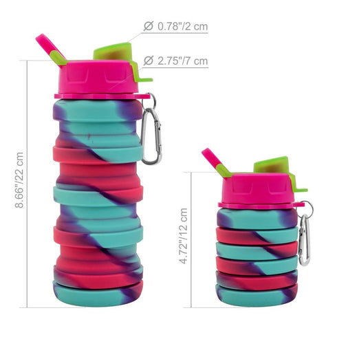 500ML Collapsible Silicone Travel Sport Water Bottle