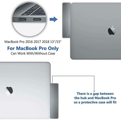 7-in-1 Aluminum Dual USB Type-C Hub Adapter For MacBook Pro/Air