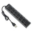 7 Ports LED USB 2.0 Hub Power on/off Switch For PC,Laptop Black