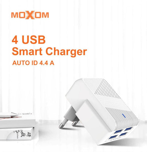 Moxom Smart IC 4 USB Port AUTO ID 4.4A Wall phone Charger Kh-40y