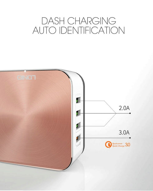 Ldnio A8101 - 8 USB Port Charger - For Mobile Phone Quick Charge 3.0 - Rose Gold