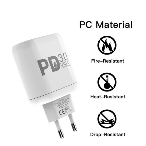 Quick PD charge 3.0 fast charger Type- C adapter charger adapter Pd-08 - white