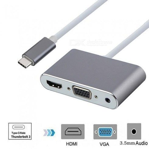 Type-C to HDMI / VGA /Audio / USB3.0 - 5 In 1 Usb C To Hdmi Adapter 4K