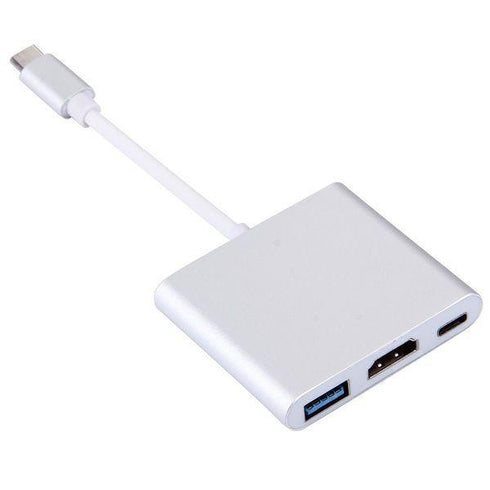 Aluminum Usb-c to Hdmi 3.1 Converter HDMI/USB 3.0/TypeC For macbook- SIlver