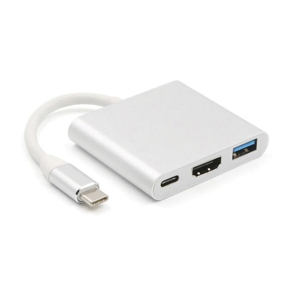 Aluminum Usb-c to Hdmi 3.1 Converter HDMI/USB 3.0/TypeC For macbook- SIlver - WooTech Online Shopping In SA