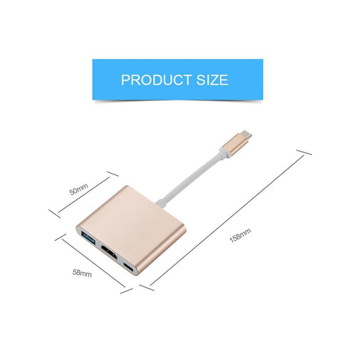 Aluminum Usb-c to Hdmi 3.1 Converter HDMI/USB 3.0/TypeC -Gold For macbook
