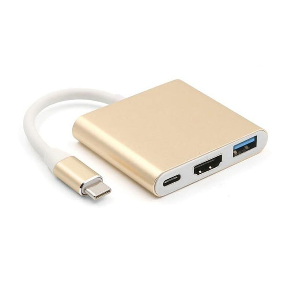 Aluminum Usb-c to Hdmi 3.1 Converter HDMI/USB 3.0/TypeC -Gold For macbook - WooTech Online Shopping In SA